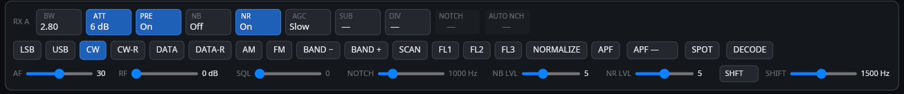 CW mode layout